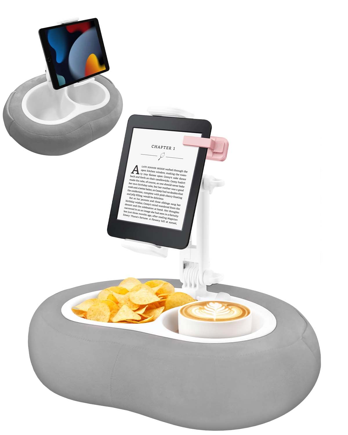 Miledi Tablet-Ständer mit Kissen, 360° Verstellbarer Tablet-Kissenhalter, kompatibel mit 5"-12,9"