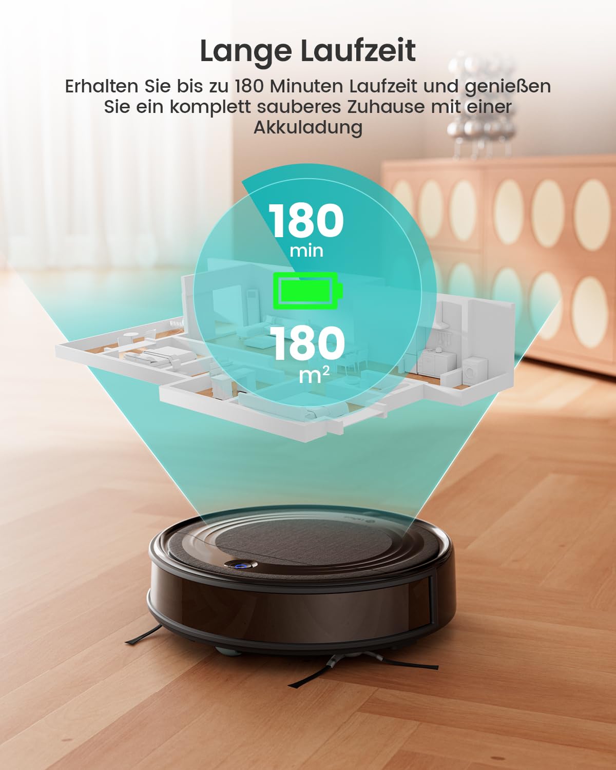 Lefant M310 Staubsauger Roboter, 4500 Pa Saugkraft, 180 Minuten Akkulaufzeit, 4 Reinigungsmodi… – Ansicht 6