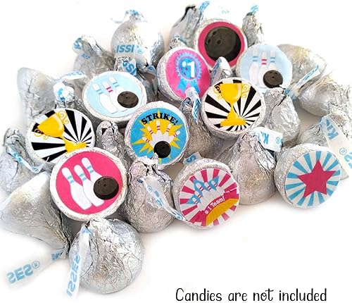 Miniatura 2 de Girl Bowling Labesl for Hershey's Kisses Chocolates by Adore By Nat - Candy Sticker Party Favors - Set of 240