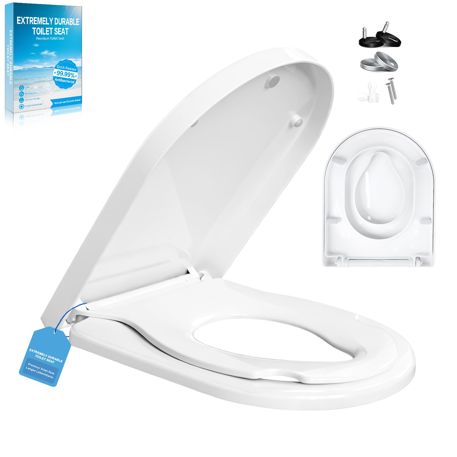 WC Sitz Mit Absenkautomatik mit Kindersit,Toilettendeckel D-Form Hochwertige Und Stabile Antibakterieller Toiletten,Stabile QualitäT,mit Quick Release Funktion | WC-Sitz Stabil bis 250kg