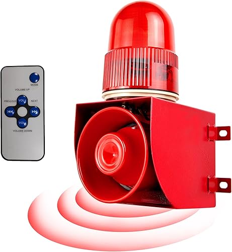 YASONG SLA-01W - Sirena de luz intermitente con detección de movimiento, luz estroboscópica LED de 120 dB, montaje en pared, detector de