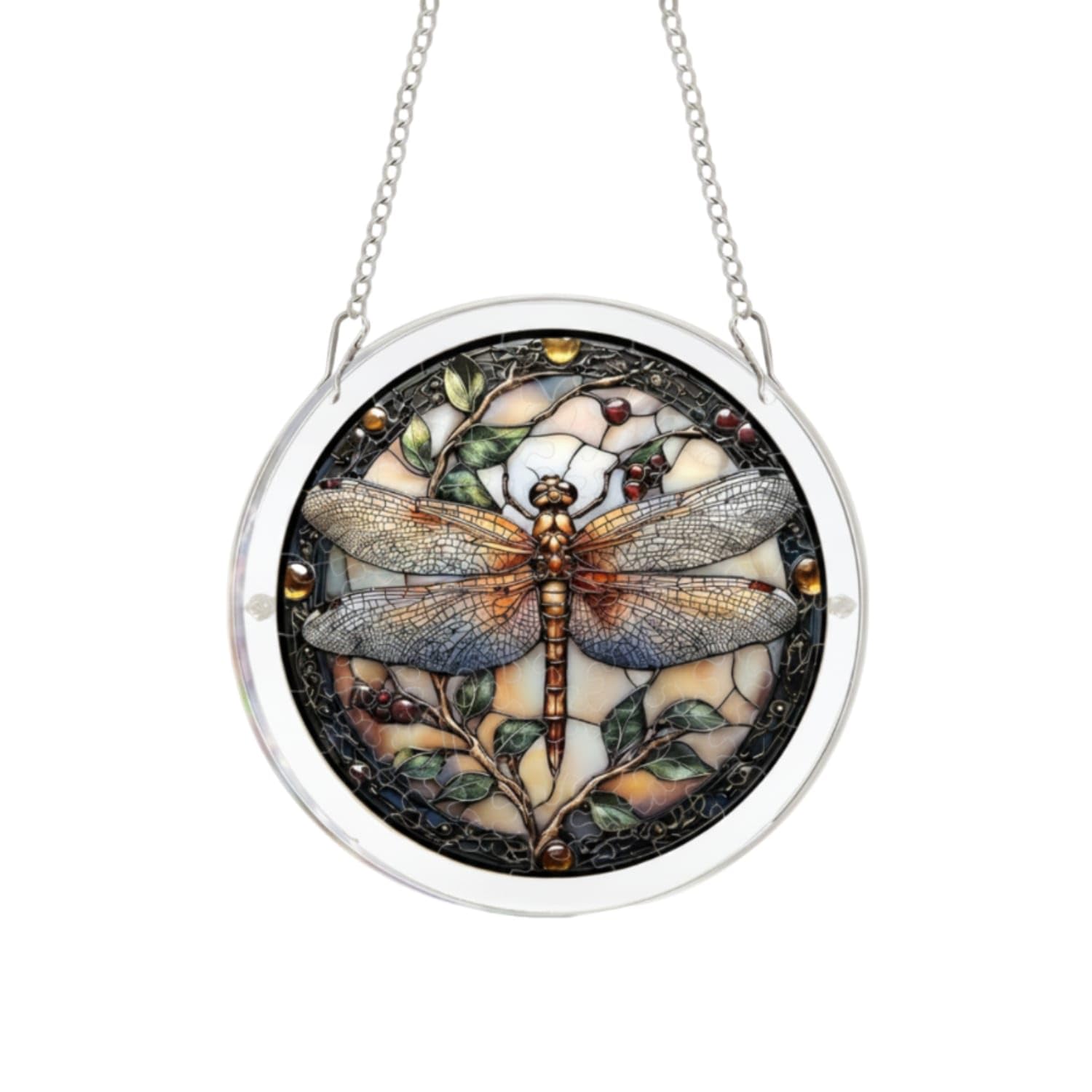 Layered Acrylic Puzzle Suncatcher Clear Frame Jigsaw Window Hanging Metal Chain Stained Glass Sun Catcher, Style 16|Suncatchers & Window Panels|Pottery & Glass-image-25