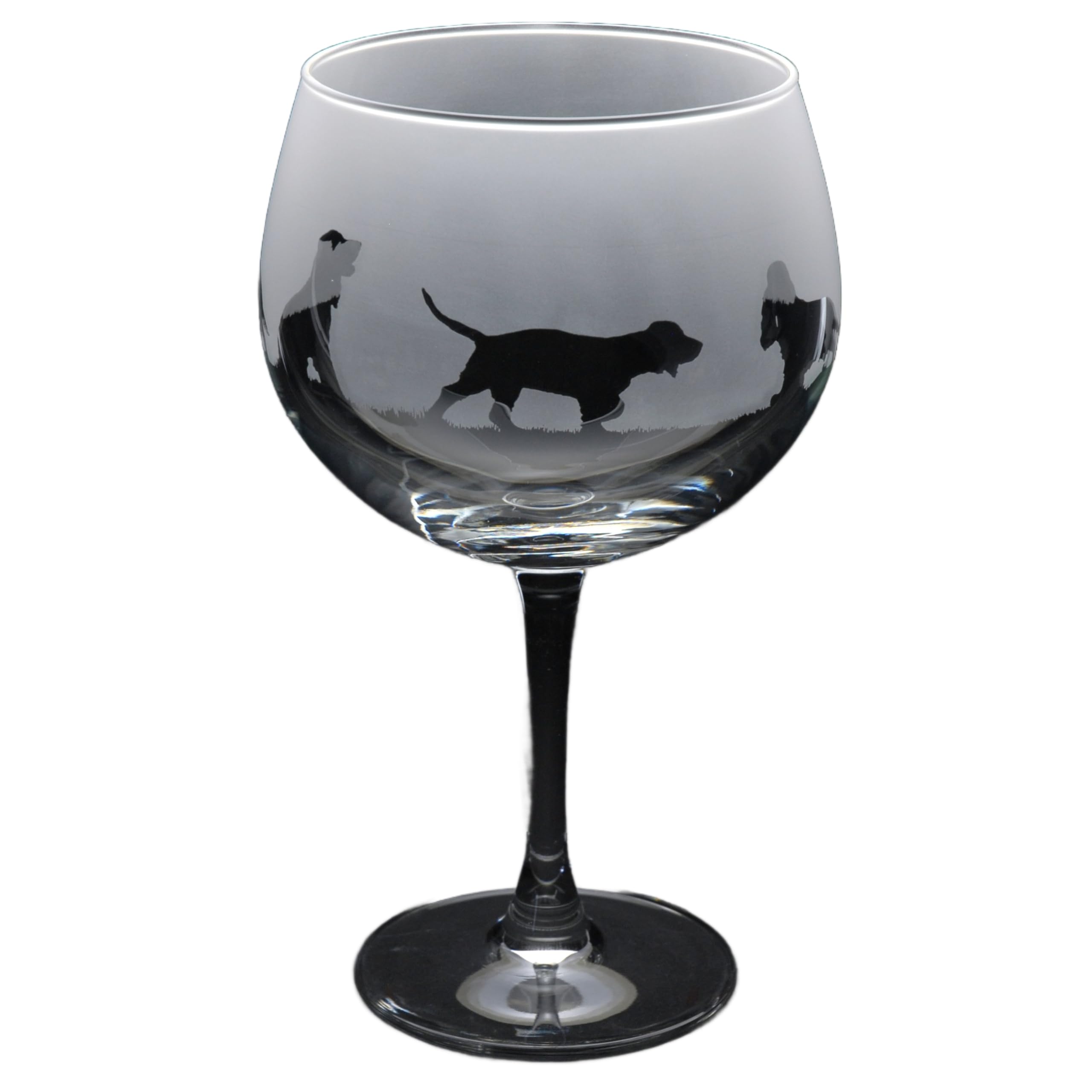 GLYPTIC Glass Art Cocker Spaniel Dog Frieze Hand Etched/Engraved Gin Cocktail Glass
