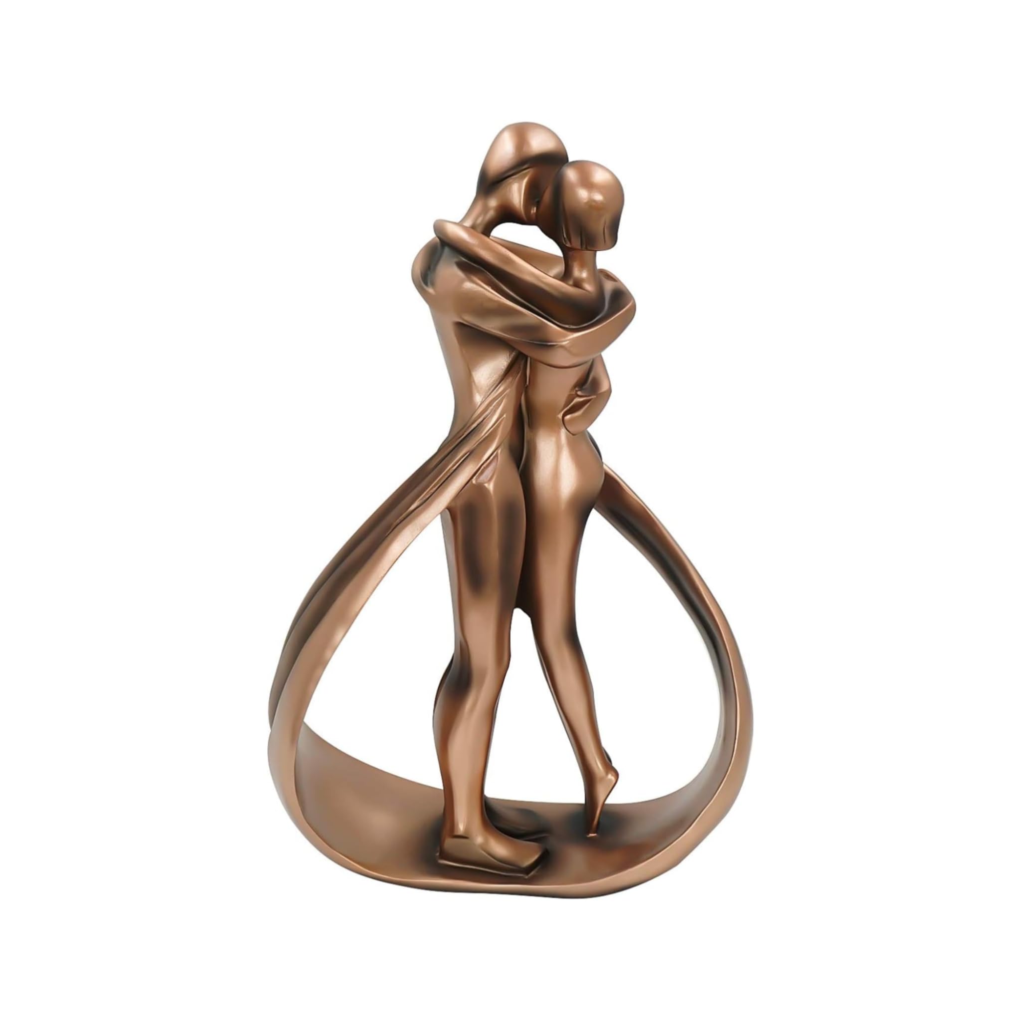 Velmonto Personalised Wedding for Couple – Custom Engraved Names & Date, Romantic Resin Sculpture (Heart, Dancing, Embrace), Gift for Wife or Husband (Copper, Embrace Couple)