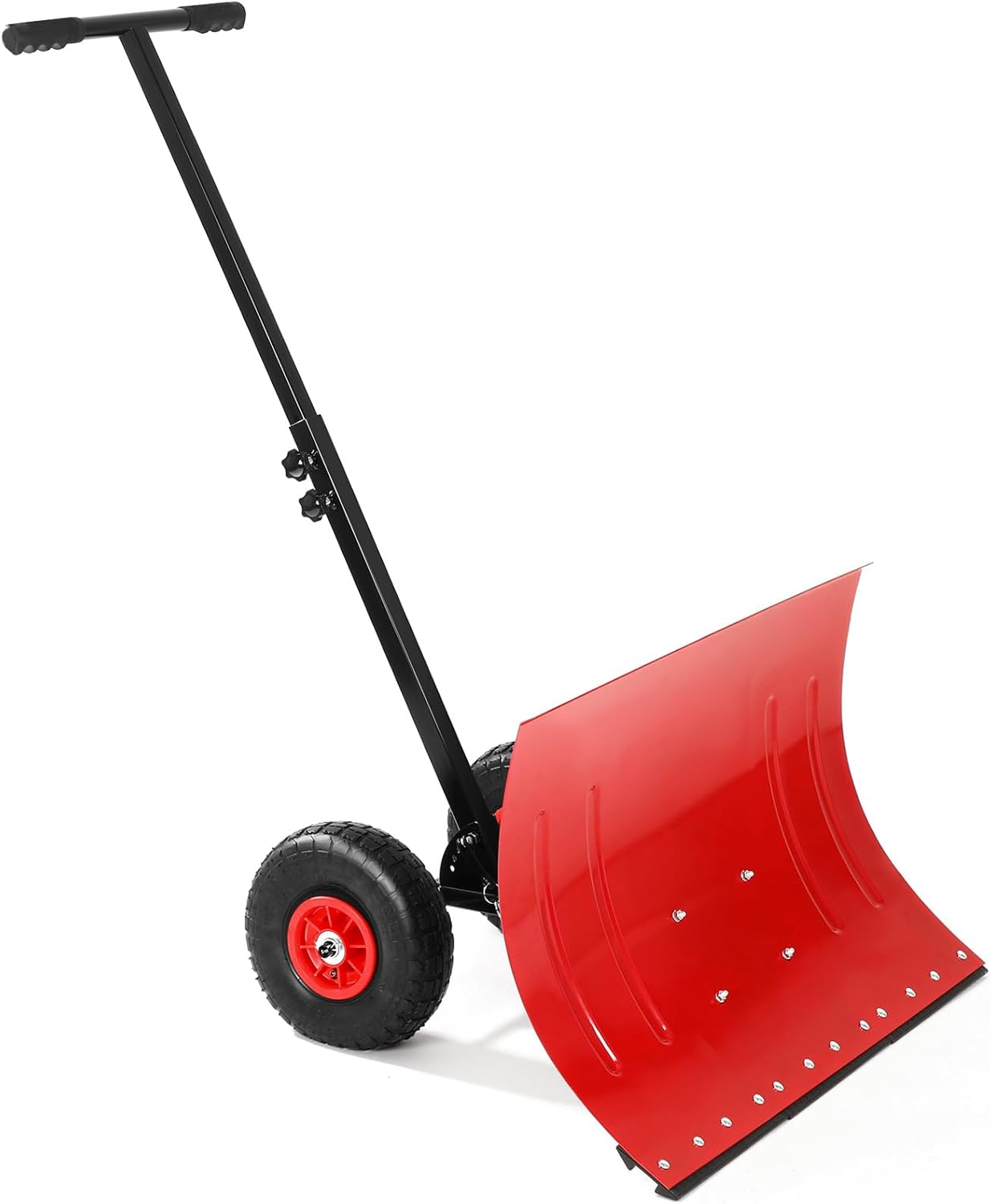 Snow Shovel with Wheels,29.1″ W x 19.3″ H Heavy Duty Snow Pusher for Driveway,Ergonomic Snow Pusher Shovel with Snow Removal Adjustable Angle & Height Handle for Driveway, Pavement