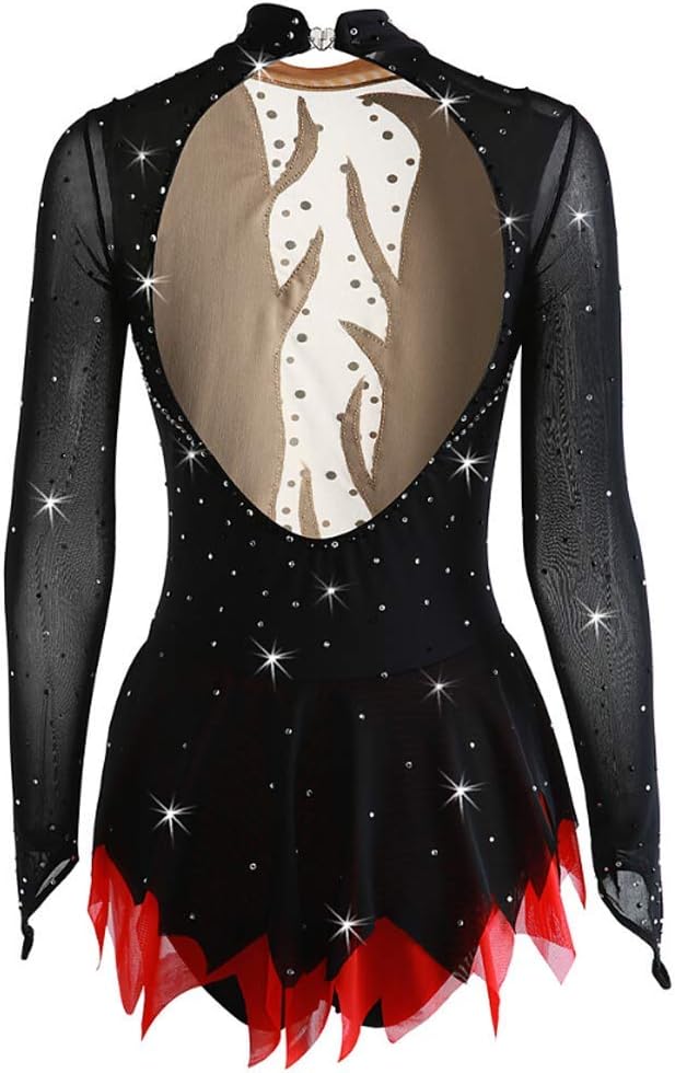 Long-Sleeved Rhythmic Gymnastics Leotards Figure Skating Dress for Girl Women Ice Dancing Performance Costumes