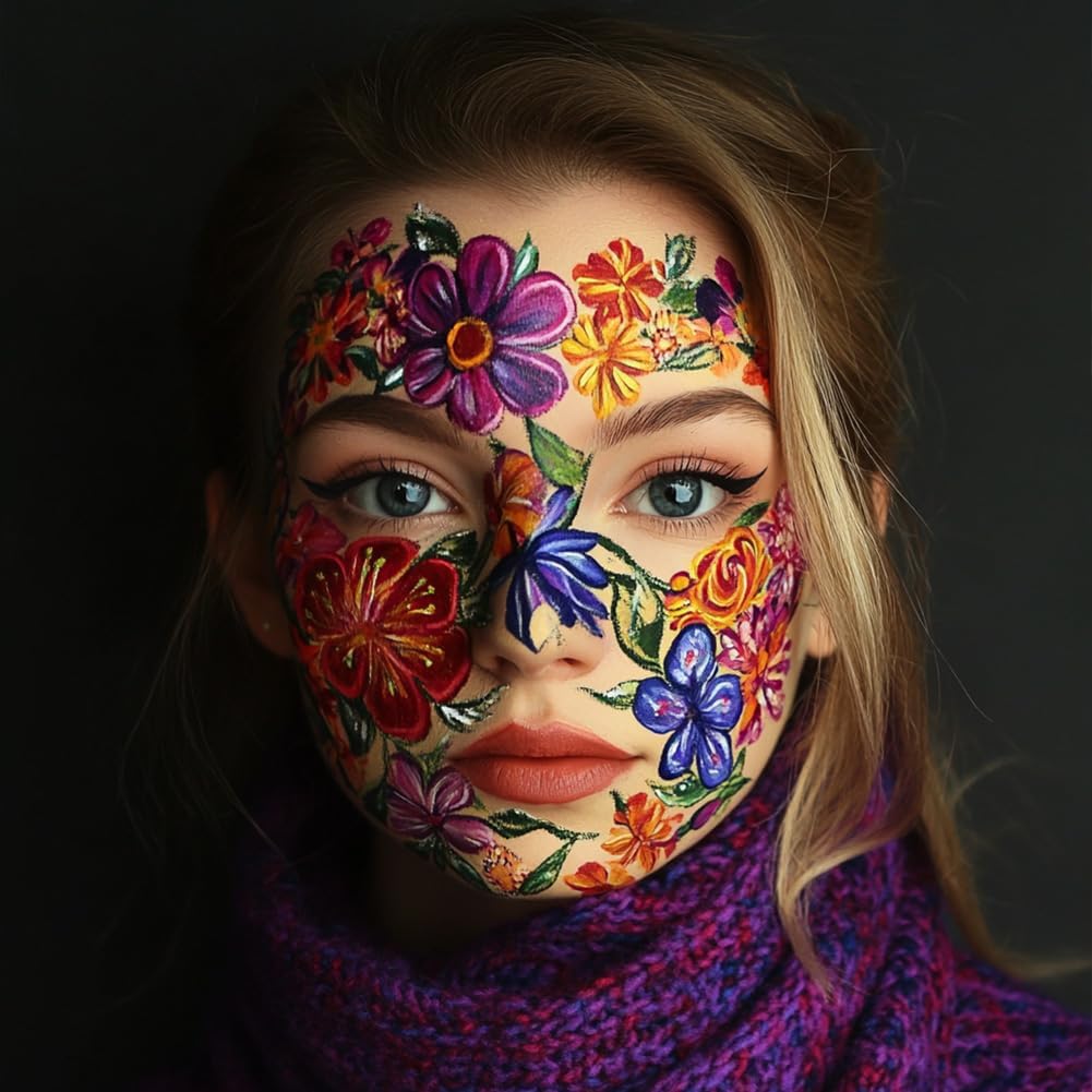 2pcs Face Painting Practice Board Reusable Makeup Practice Mannequin Face Painting Exercise Template Stage Makeup Painting Tool Facial Supplies for Beginner (Curly Hair Lady)