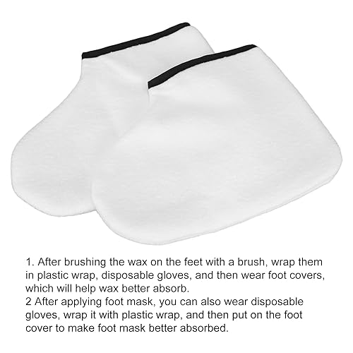 Miniatura 2 de 2 botines de spa de cera de parafina, botines de tratamiento de cera de parafina blanca para tratamiento de cera caliente, material de tela de rizo