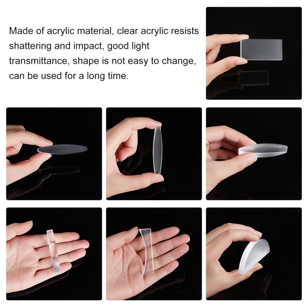 AHANDMAKER 7 pièces Ensemble D'Expériences Optiques Physiques, Acrylique Lentille Optique et Prisme Toutes Faces Entièrement Polies pour l'enseignement de la Physique des Fournitures de Laboratoire