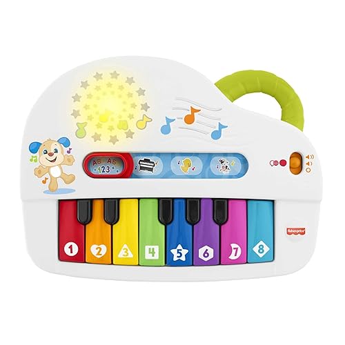 Immagine del prodotto Fisher-Price - Pianoforte di Cagnolino Ridi & Impara, Pianoforte Giocattolo Portatile con Luci, Musica, Versi degli Animali,Educativi, 6+ Mesi, Edizione Inglese+Italiano+Portoghese+Spagnolo, HHX13