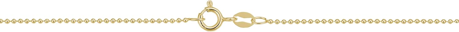 Kooljewelry Yellow Gold Plated Silver or Sterling Silver Bead Ball Chain Necklace For Women (1 mm, 1.2 mm, 1.5 mm or 1.8 mm - Sizes from 14 to 30 inches long)