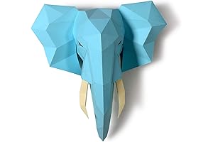 3D Elephant Head Paper Sculpture: DIY Papercraft Kit for Handmade Wall Decor