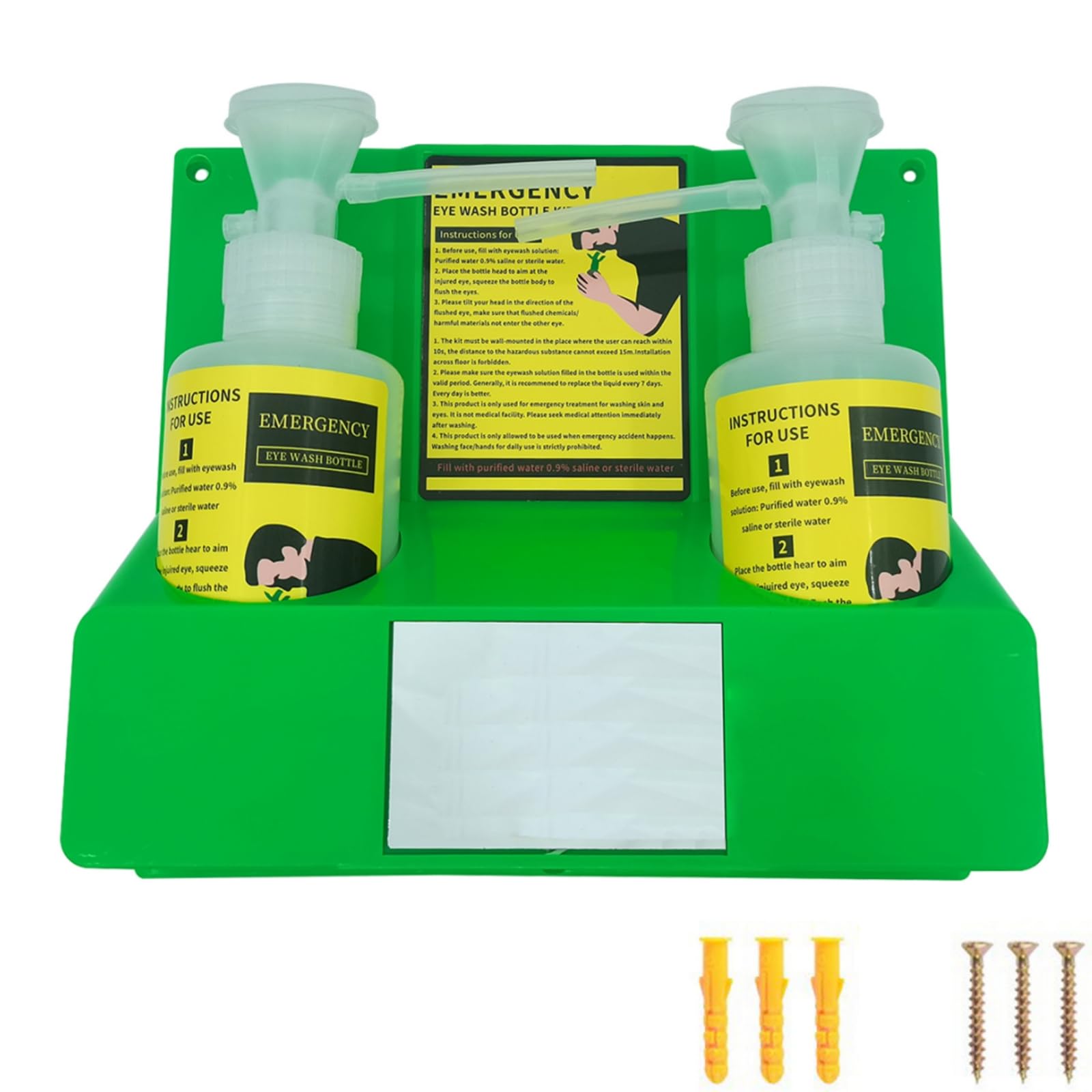 Akoleyer Eye Wash Station Portable Emergency Eye Wash Kit, OSHA Approved Wall Mounted Eyewash Station with 2×16.09oz Bottles, with Mirror & Emergency