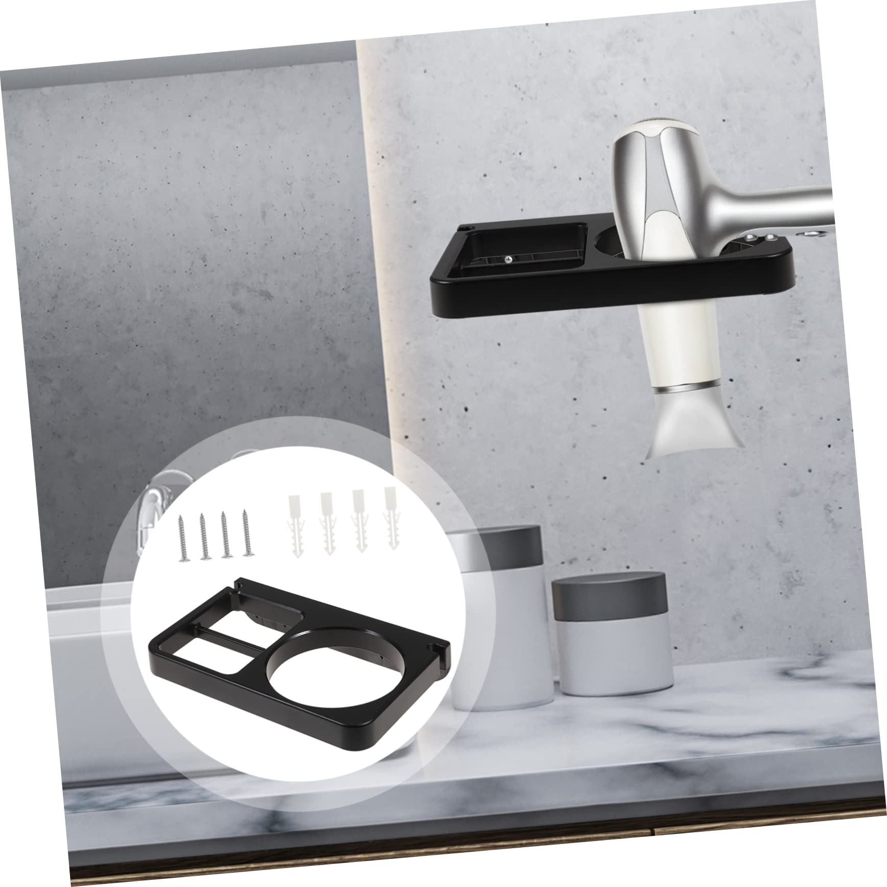 Soporte for secador de pelo montado en la pared, estante de almacenamiento