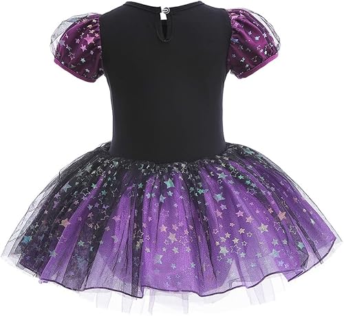 Vista 4 de NEWEPIE Leotardos de princesa para niñas con falda de ballet y tutú para Halloween, Navidad, fiesta de cumpleaños, vestido elegante