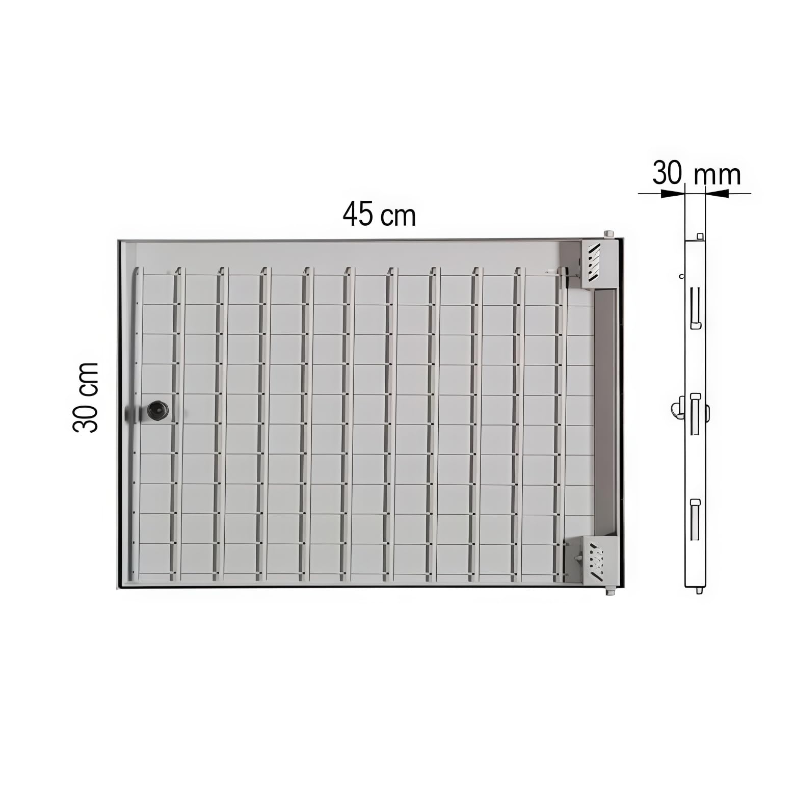 Puerta panelable contador rellenable 30x45cm. Tapa metálica para registros de agua y luz de fachadas
