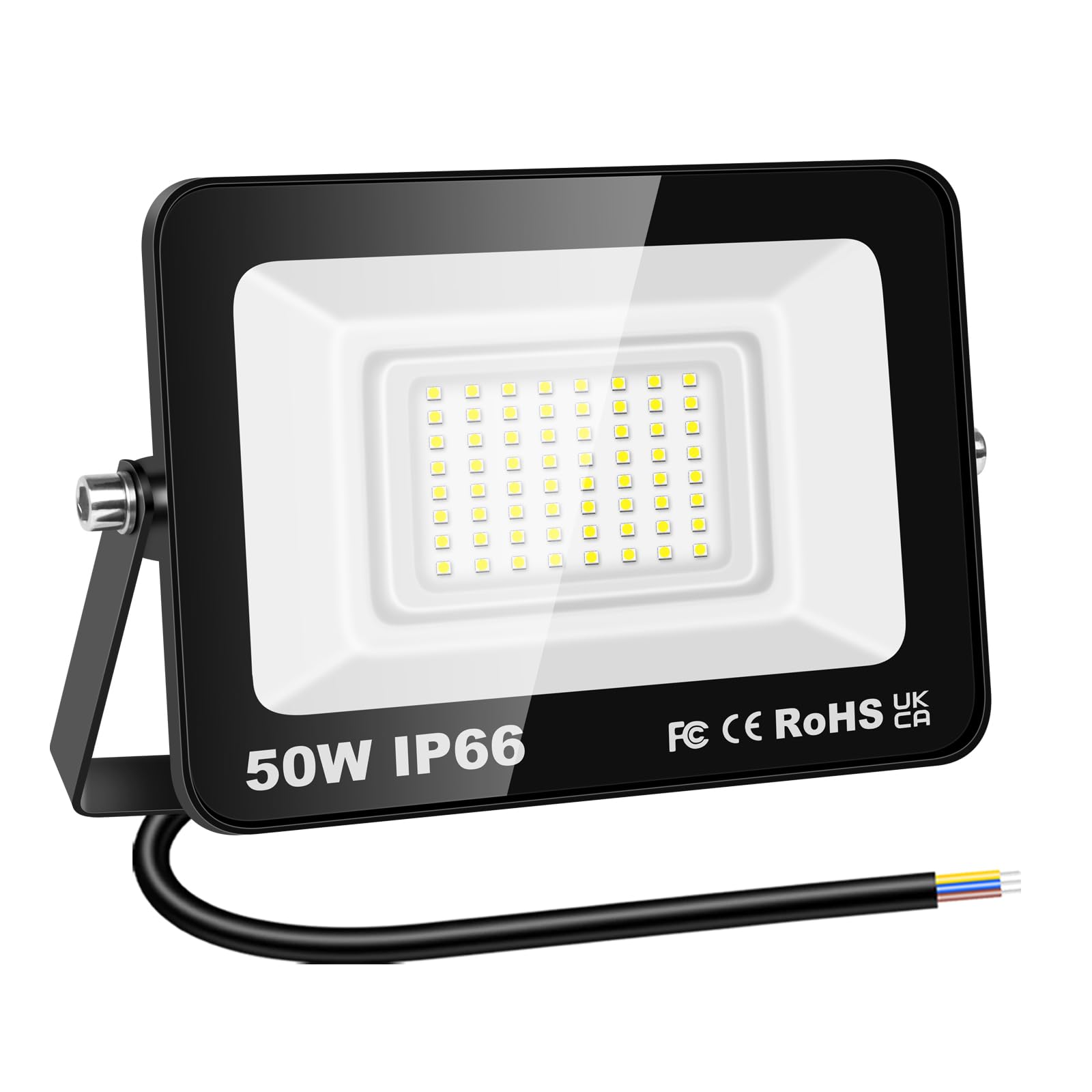 YOJZMA 50W 5000LM Outdoor LED Floodlight 6000K White Light IP66 Waterproof Security Light for Garden, Garage, Yard, Sports Field, Patio, Driveway, Porch