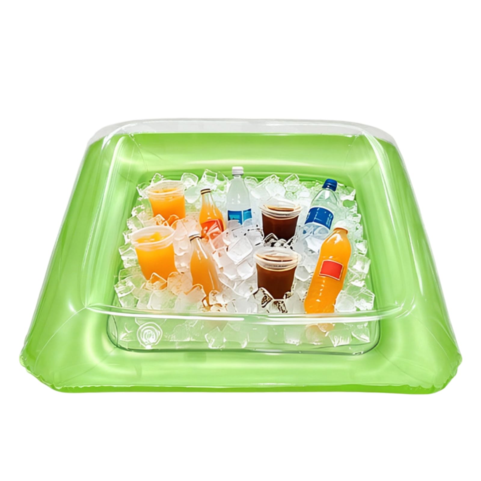 Inflatable Floating Pool Bar Tray, Transparent Ice Cooler, Multi-Cup Holder For Pool Party Drink Serving Beach Vacation Party Drinks,M-Green