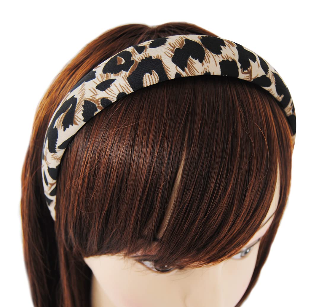 axy Headband with Fabric Padded - Women's Vintage Headband Hair Accessories HRK5B (Brown) - Image 2