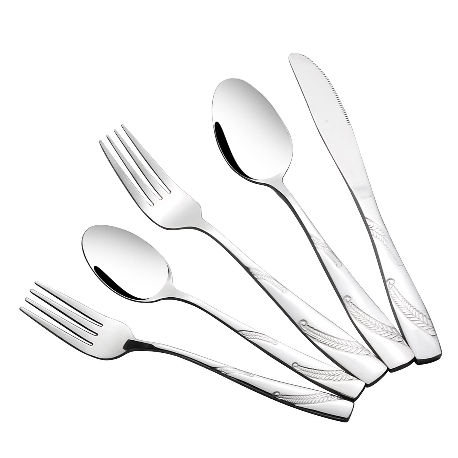 Waikhomes 40-Piece Stainless Steel Flatware Cutlery, Service for 8, f