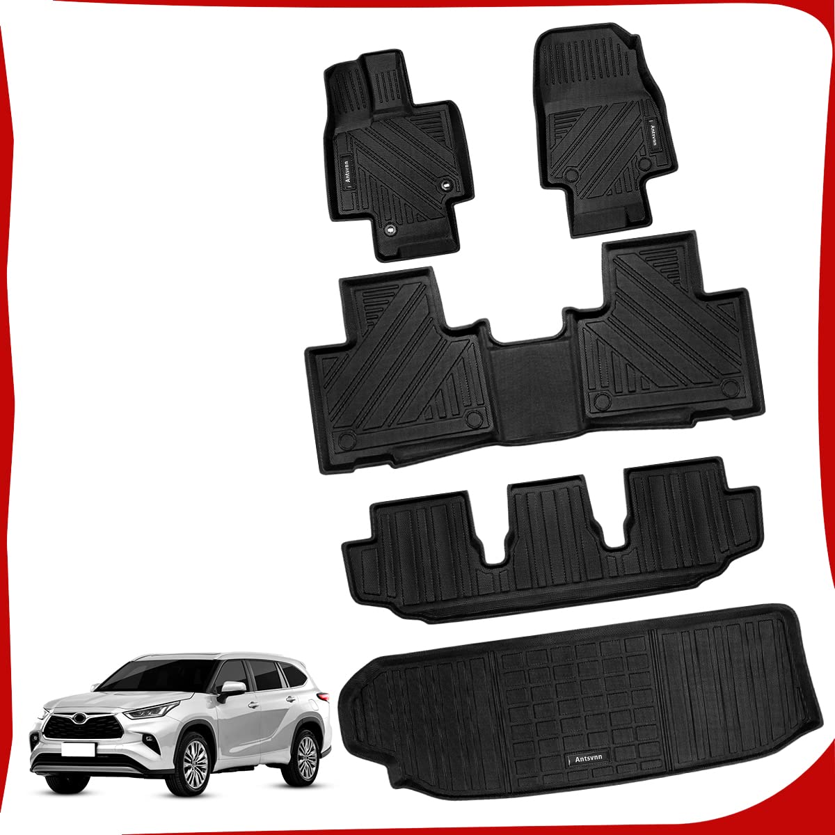 Photo 1 of Antsvnn Floor Mats 3 Rows and Cargo Liner Behind 3rd Row Compatible 