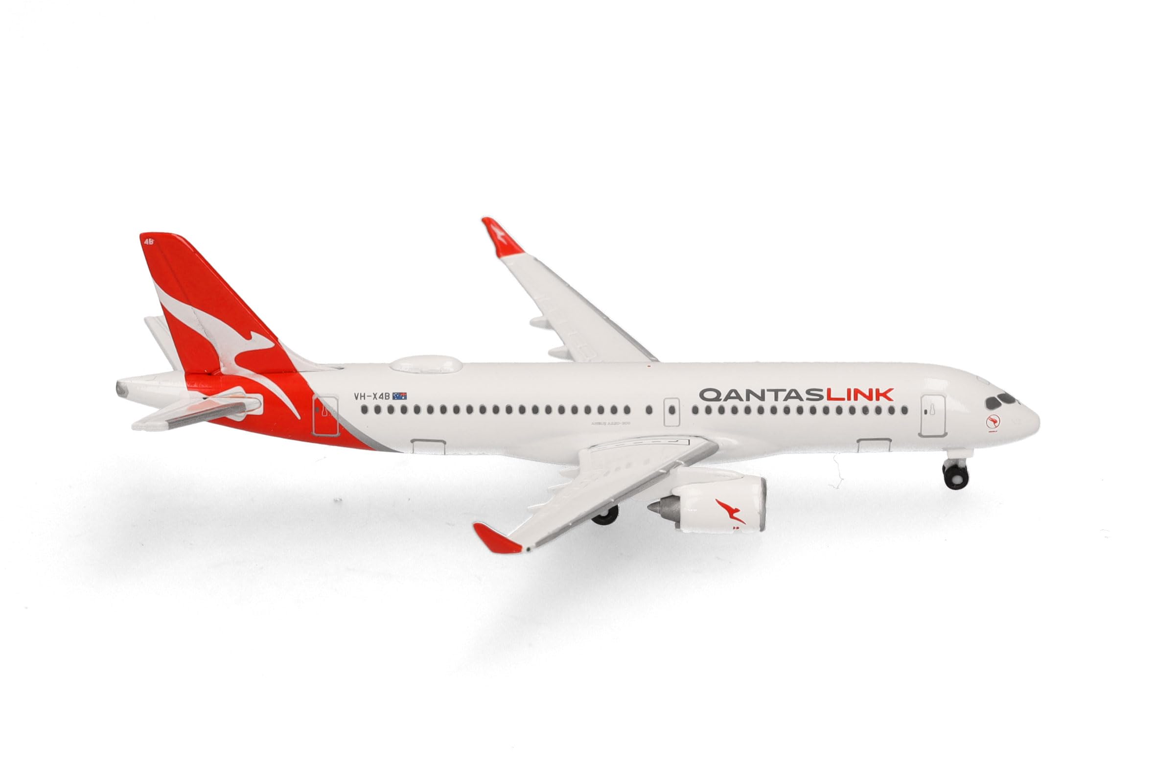 Herpa Model Airplane Airbus A220-300 – VH-X4B “Koala” QantasLink, Miniature in 1:500 Scale, Collectible, Model Without Stand, Metal