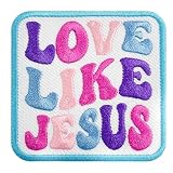 Love Like Jesus Patch-3 Inches Iron On/Sew On Embroidered Applique Patch, Embroidery Fabric Patches for Clothes Backpacks Hats, Christian Religious Jesus DIY Accessories Gifts for Friends Coworker