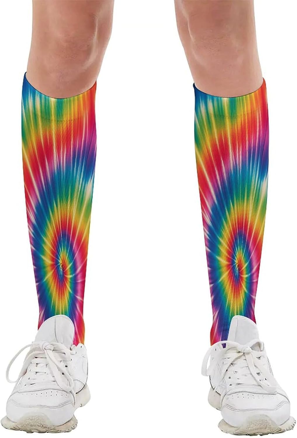 Tie Dye Rainbow Compression Socks for Men Women | Funny Novelty Knee High Socks, Breathable Cozy Soft Football Sock, Over The Calf Socks for Casual Work Athletic Sock & Gifts