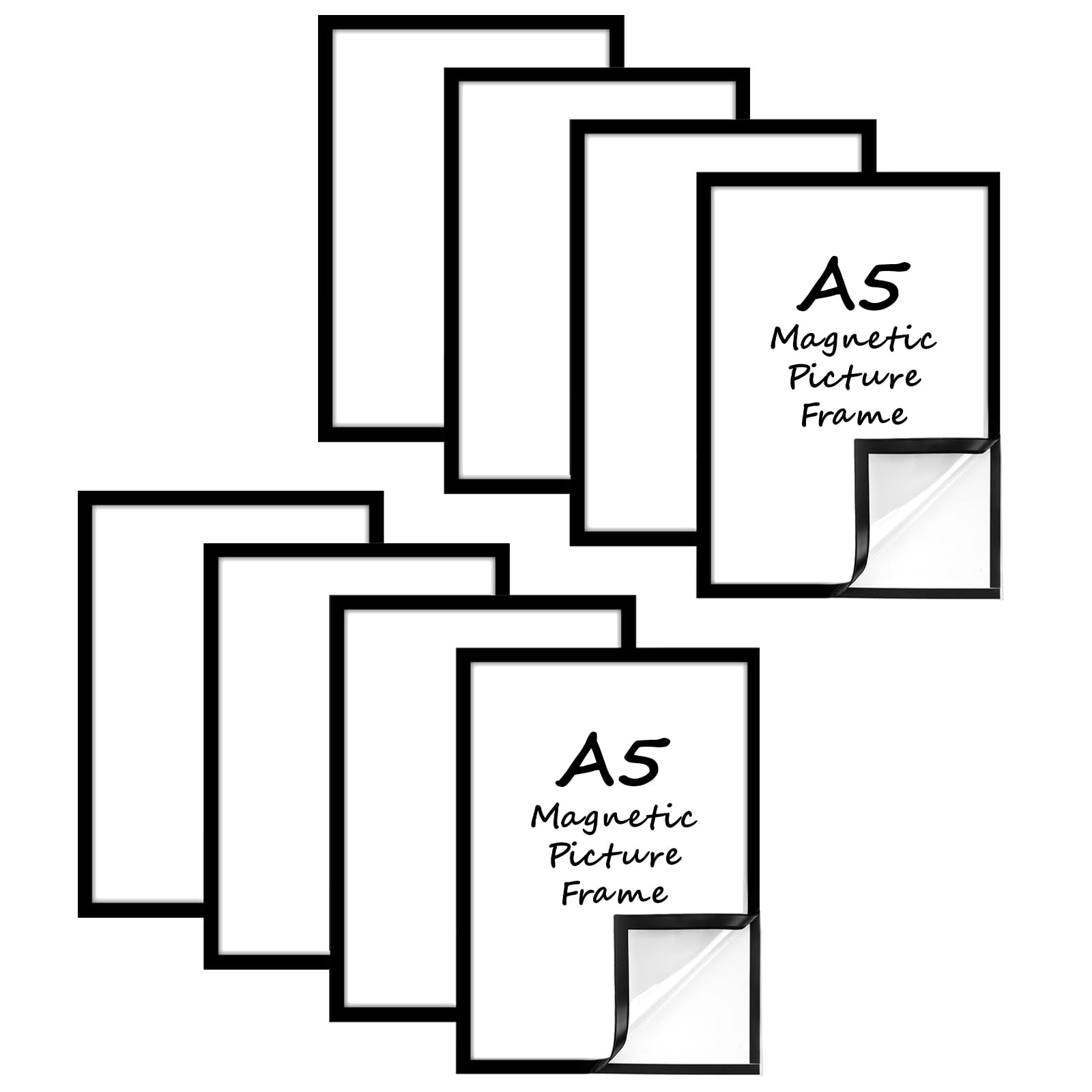 8 Pcs A5 Magnetic Picture Frames, Self-Adhesive Magnetic Diamond Painting Frame, Waterproof, Transparent Magnetic for Notes, Certificates, Posters, Documents, Displays