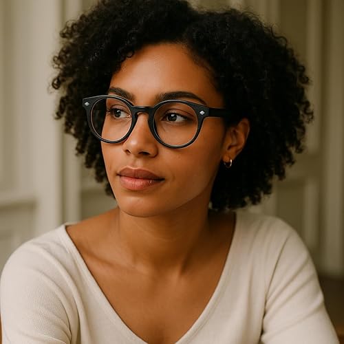 Miniatura 3 de Lentes de luz azul redondos negros para hombres y mujeres para lucir modernos con visión clara, anteojos de lectura duraderos para mujeres y