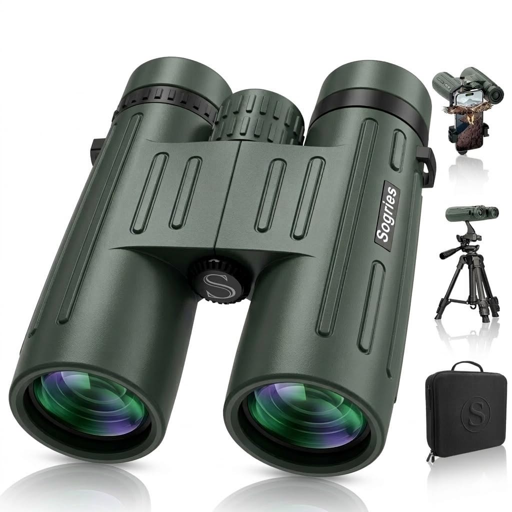 Binocolo HD 10X42 per Adulti Con Adattatore per Telefono, Binocolo Ad Alta Poten