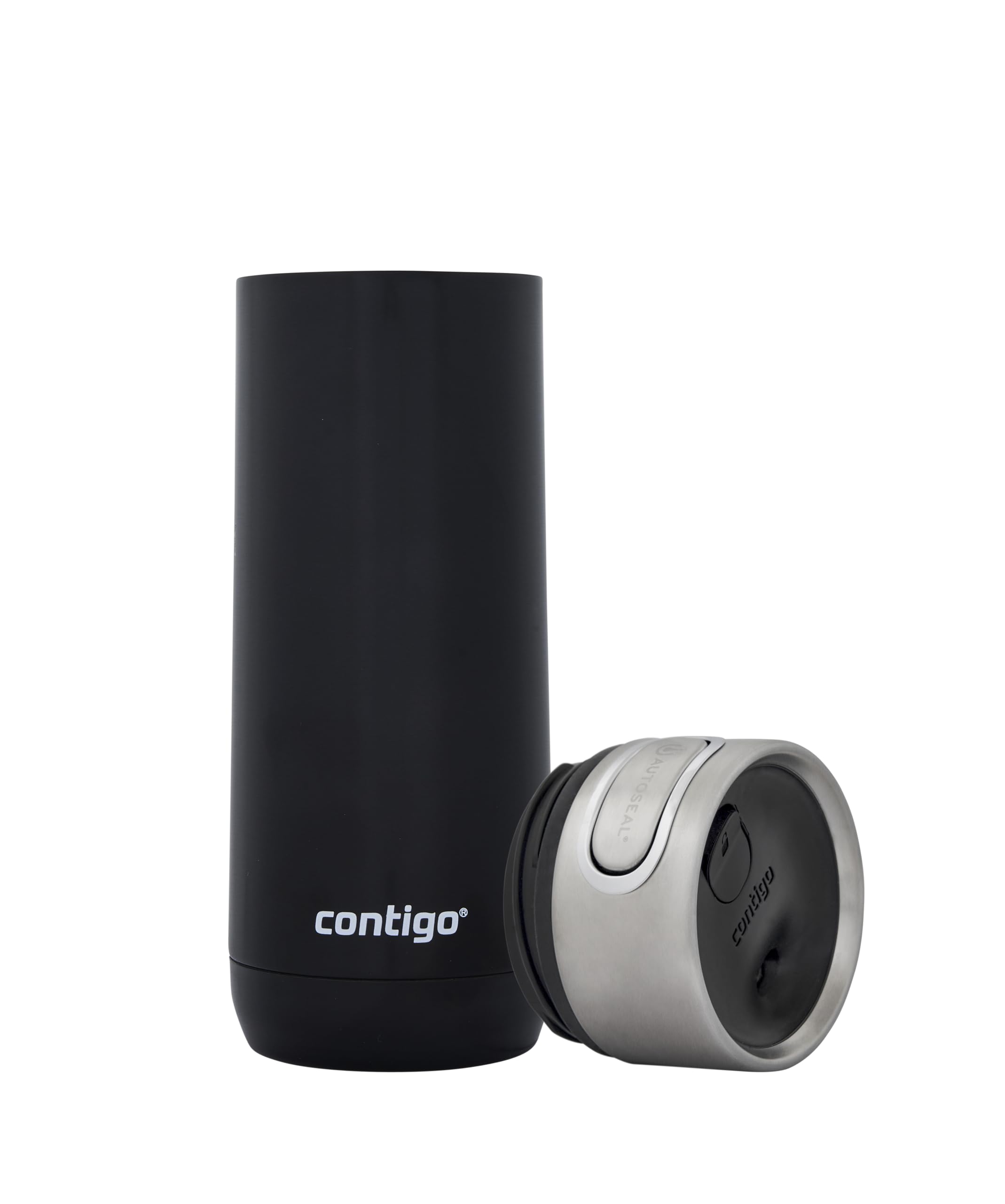Contigo Thermobecher Luxe Autoseal mit Gravur - Namen Edelstahl Isolierbecher, Reisebecher, Kaffeebecher to Go, auslaufsicher, Easy-Clean-Deckel BPA-frei (Licorice)