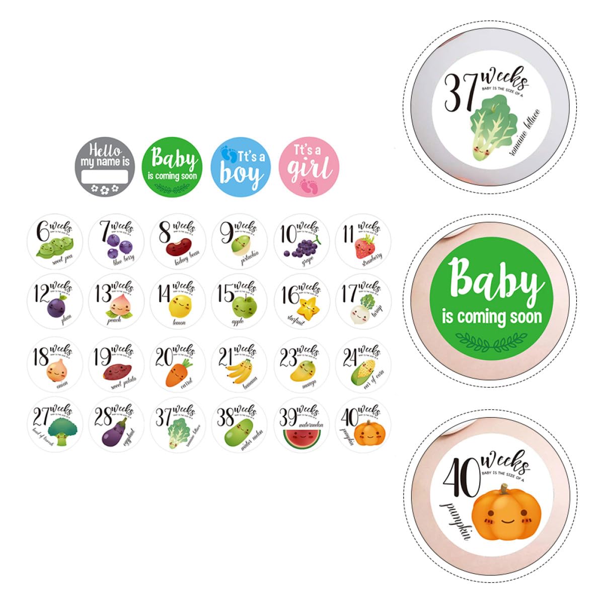LOPUNER 28 Piezas Pegatinas Decorativas Embarazo para Fotografía Semanal Barriga Crecimiento Adhesivas para Mujeres Embarazadas Marcadores de Mes Señal Mujer Embarazada — view 7
