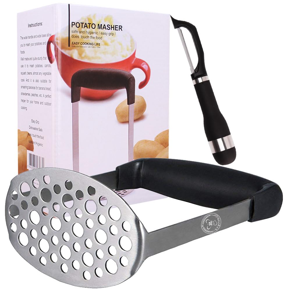 Starchef Stainless Steel Masher Ricer with Soft Handle(Black)