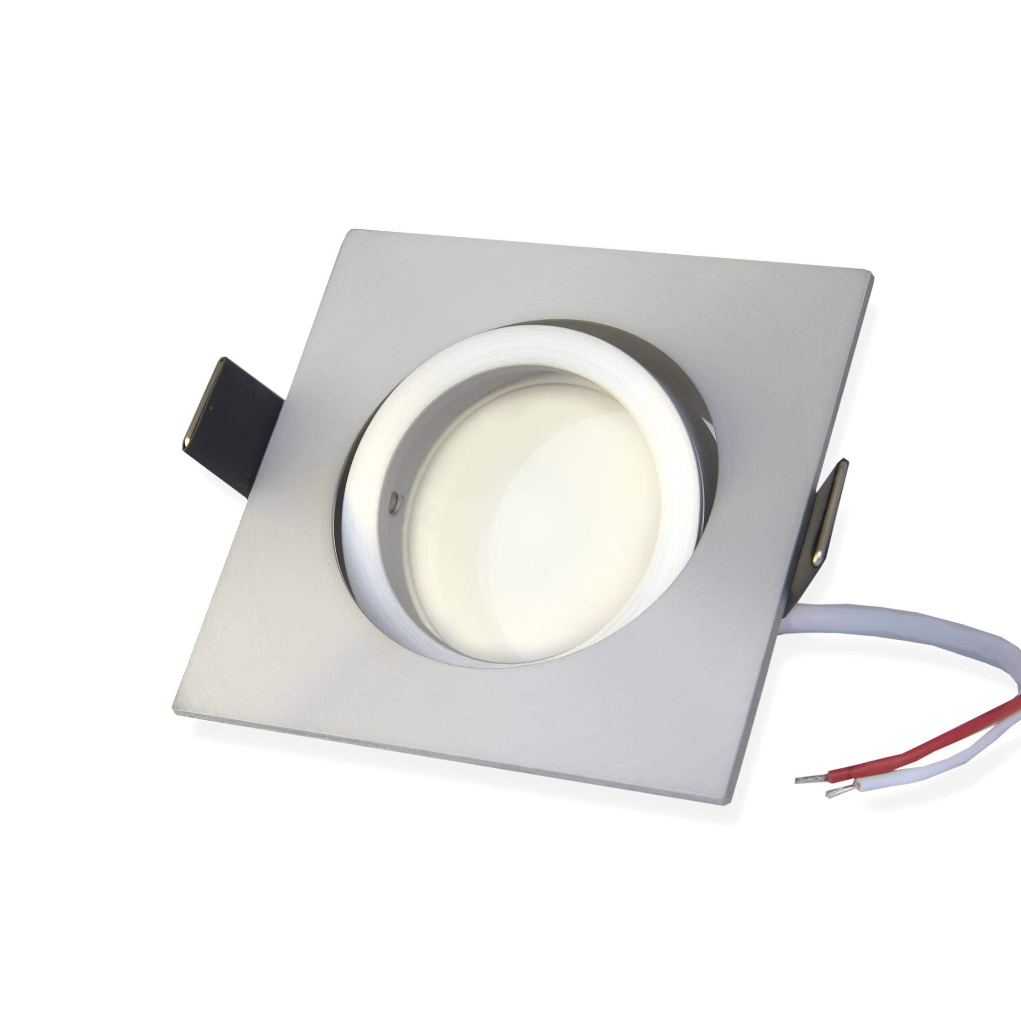 6x Foco empotrable LED angular - plata orientable aluminio 7,5 Watt regulable blanco neutral 230V - Foco empotrable GU10 Ø 70mm taladro - montaje - techos de focos - focos empotrables