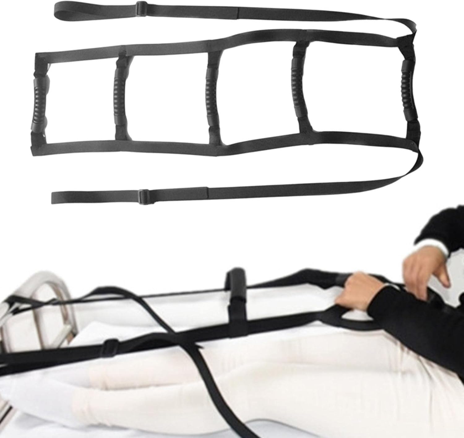 Dispositivo de asistencia para sentarse y levantarse con escalera de cama de longitud ajustable, asa de apoyo para escalera de cama, ayuda para la movilidad y la vida diaria para adultos mayores, pe