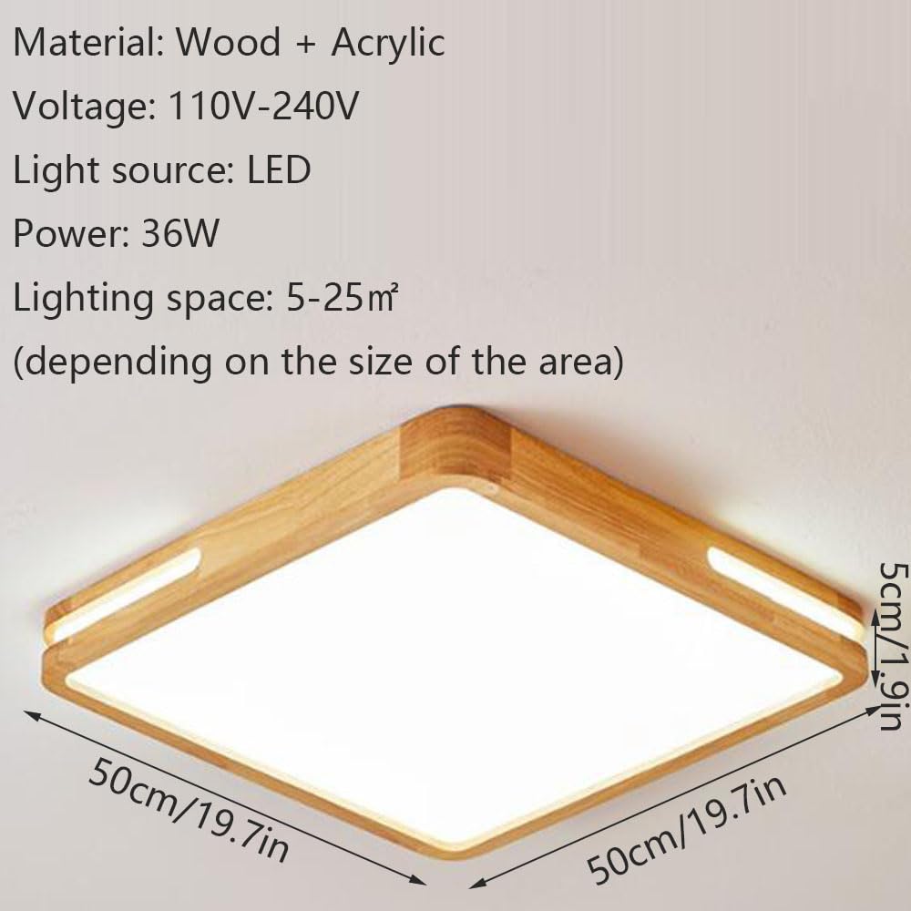 Drewniane Lampy Sufitowe LED Prosta Okrągła Lampa Do Sypialni Trójkolorowa, Energooszczędna Płaska Lampa Kreatywna Kwadratowa Oprawa Oświetleniowa Przemysłowa Do Sypialni, Salonu, Kuchni KNBVFHG
