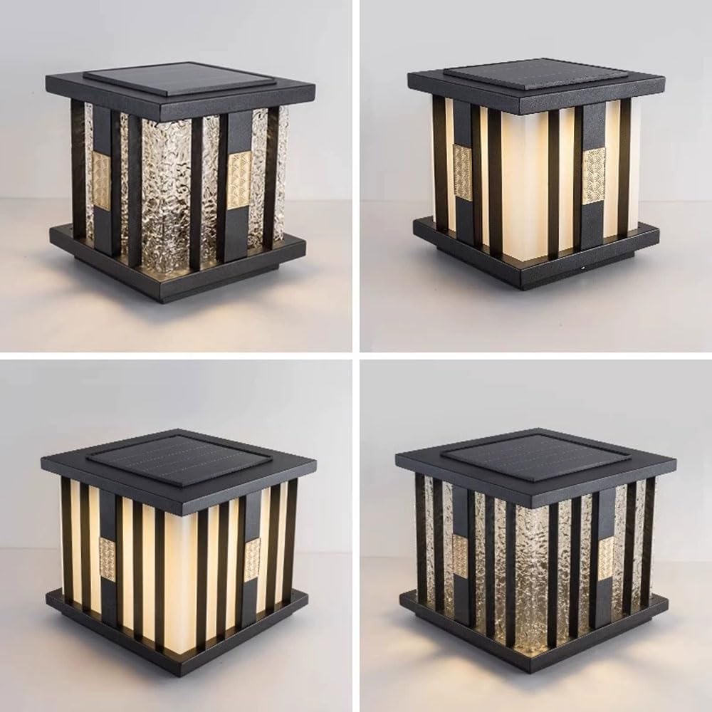 Duża zewnętrzna lampa podłogowa 34,8 cm (13,7 cala) z czarnym wykończeniem, wodoodporna, automatyczny zapłon o zmierzchu, aluminiowe oświetlenie tarasowe (stałe okablowanie) do ogrodu
