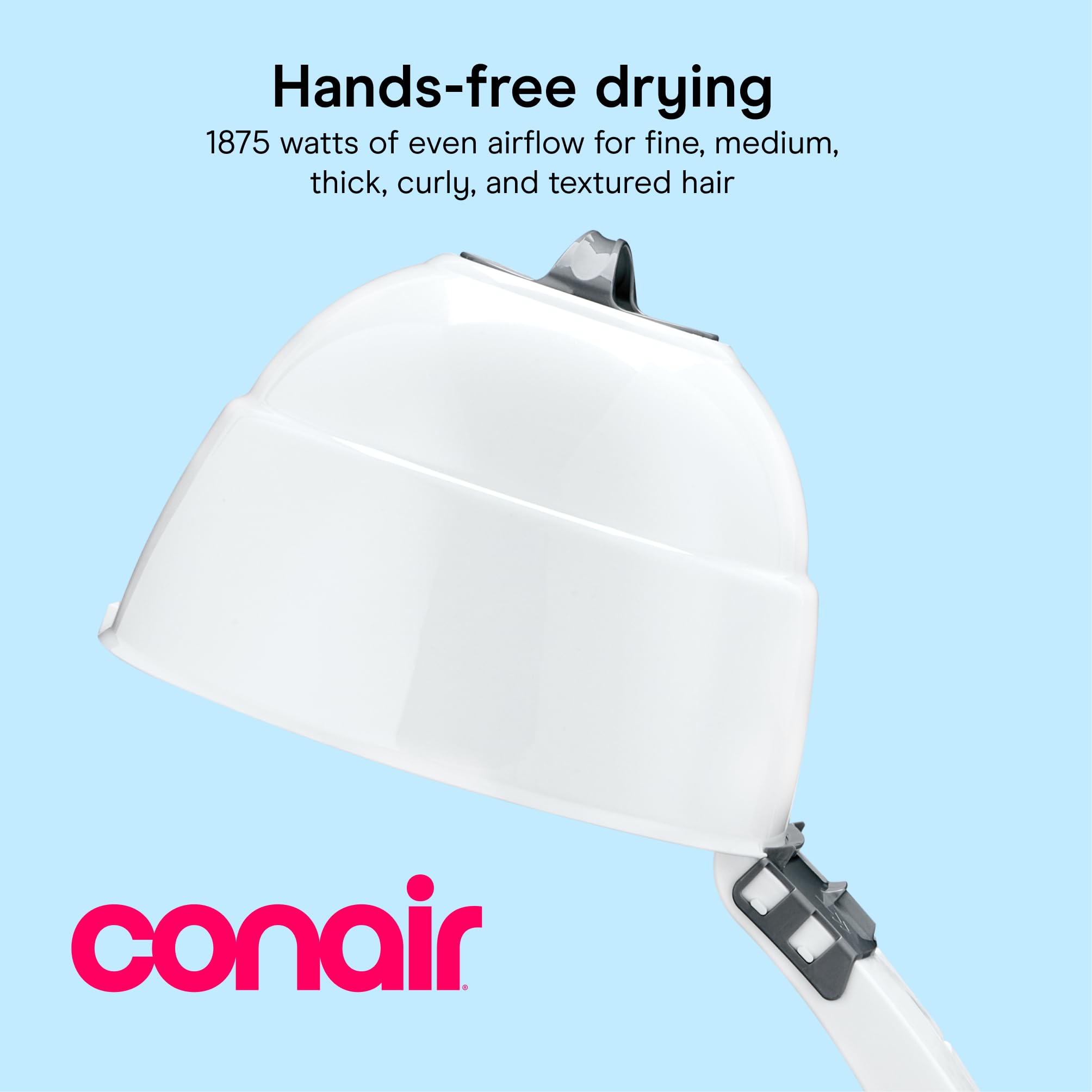 Conair Bonnet Hair Dryer with Carrying Handle, Adjustable Height, 1875W view 2