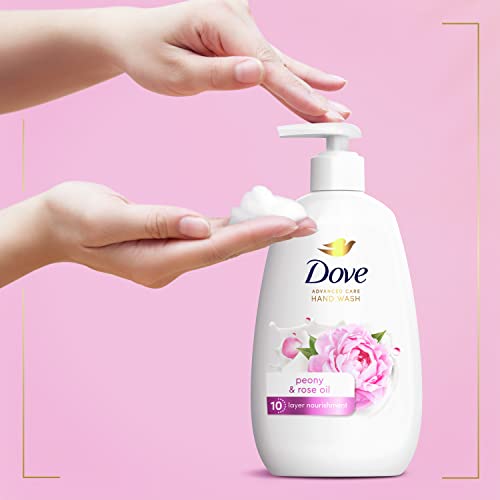 Dove Advanced Care Hand Wash Peony & Rose Oil 4 Count for Soft, Smooth Skin, More Moisturizers Than The Leading Ordinary Hand Soap, 12 oz