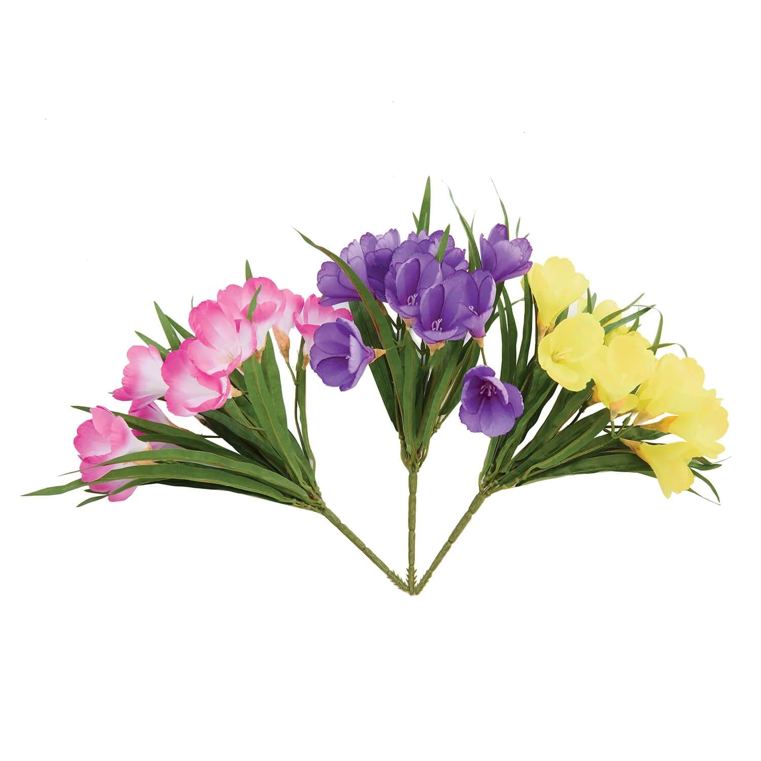 Coopers of Stortford - Set of Three Crocus Picks for Garden Pots Tubs and Window Boxes - Realistic Yellow Pink and Purple Flowers Made from Weather Resistant Polyester