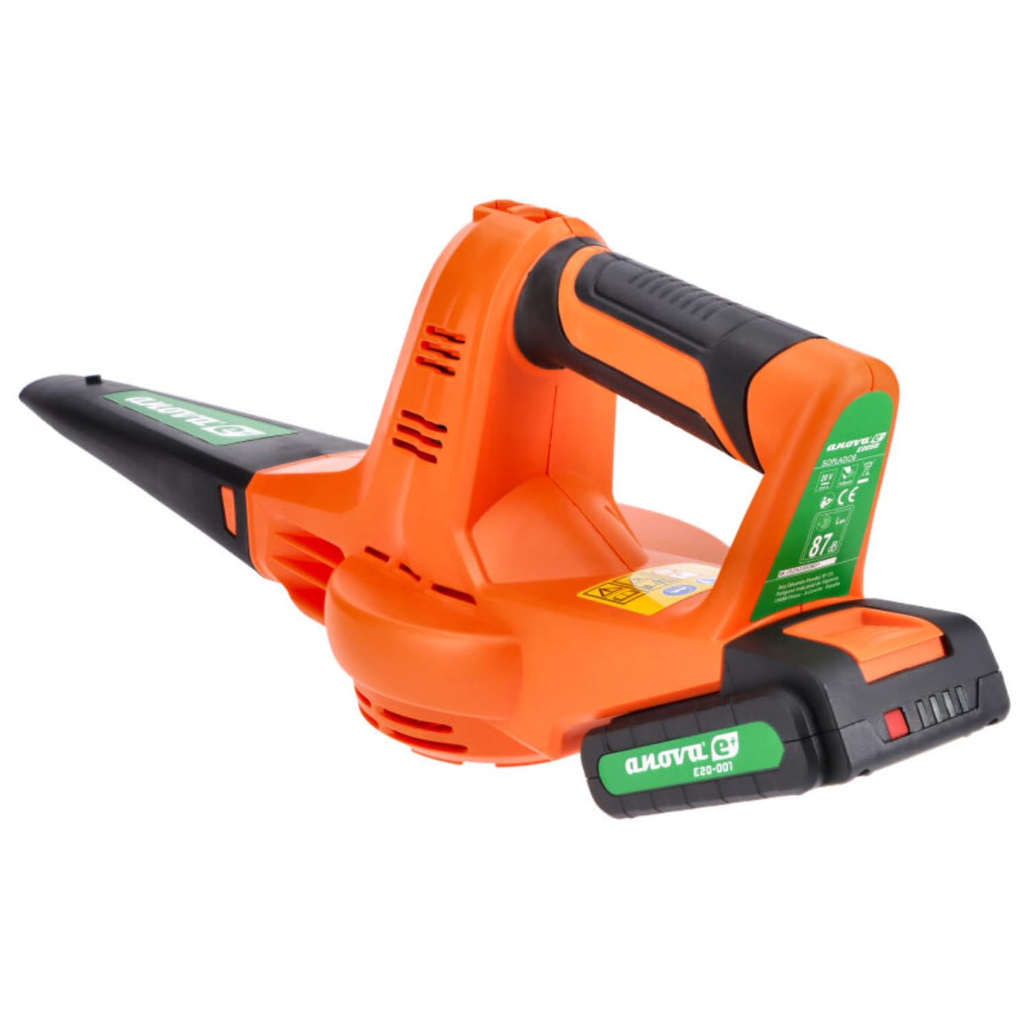 anova - Soplador Batería E+ 20V | Velocidad Motor 12000 RPM | Volumen Aire 10 m³/min | Autonomía 16 min | Peso 1,3 kg | para Limpieza de Hojas, Recortes y Restos en Jardines y Aceras | Diseño Robusto