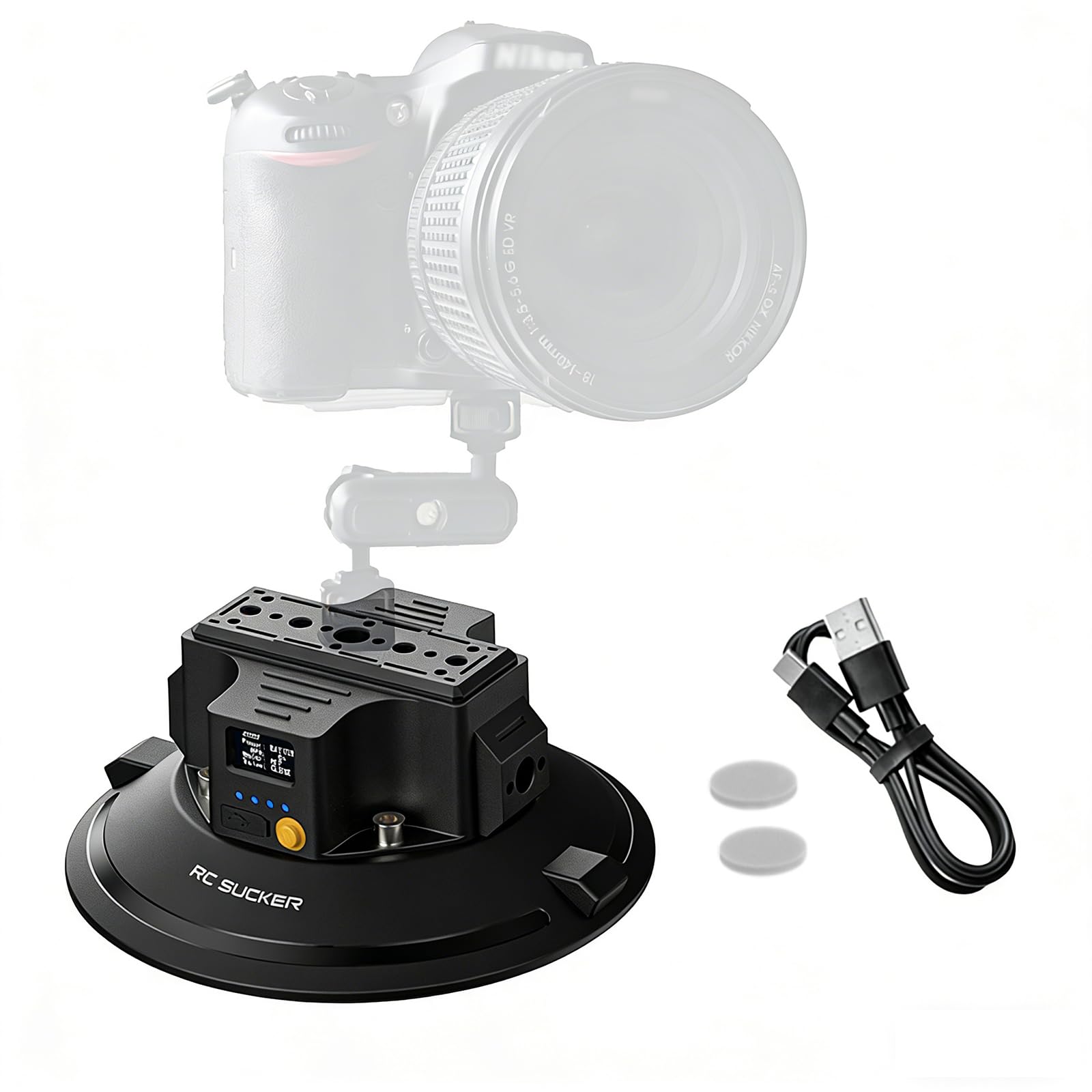 6" Electric Suction Cup Camera Mount, Heavy‑Duty Metal Car Mount