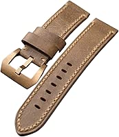 HYOPBSCN WCC00816 Handmade Bronze Watch Leather Watchband 20 22 23 24 26MM Brown Men Thickened Pure Copper Buckle First Layer Of Cowhide Strap
