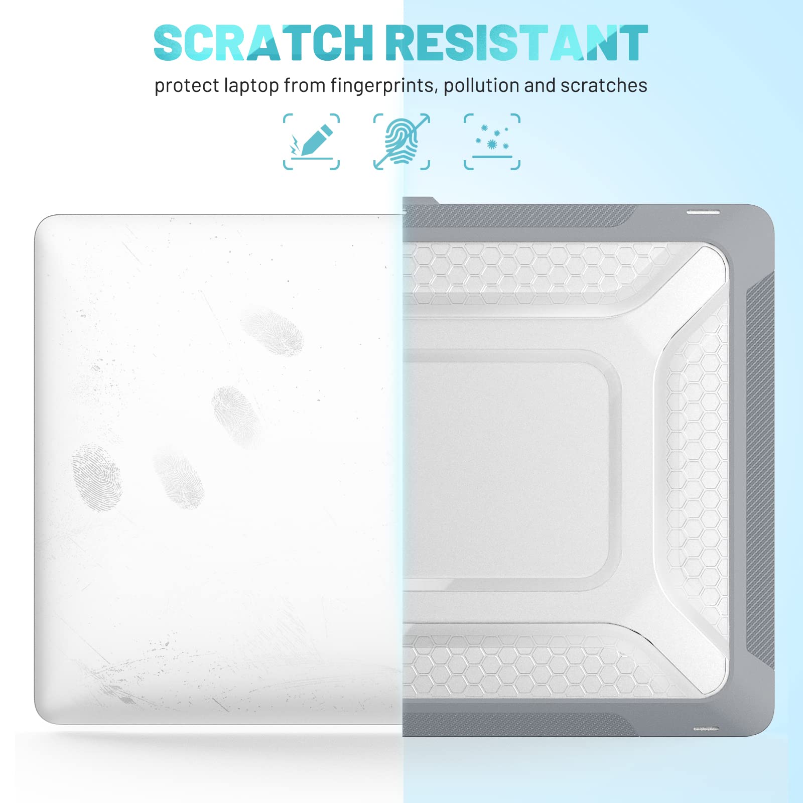 Custodia Hybird compatibile per MacBook Pro 16" 2019, guscio rigido classico in PC a nido d'ape + custodia in TPU con cavalletto pieghevole