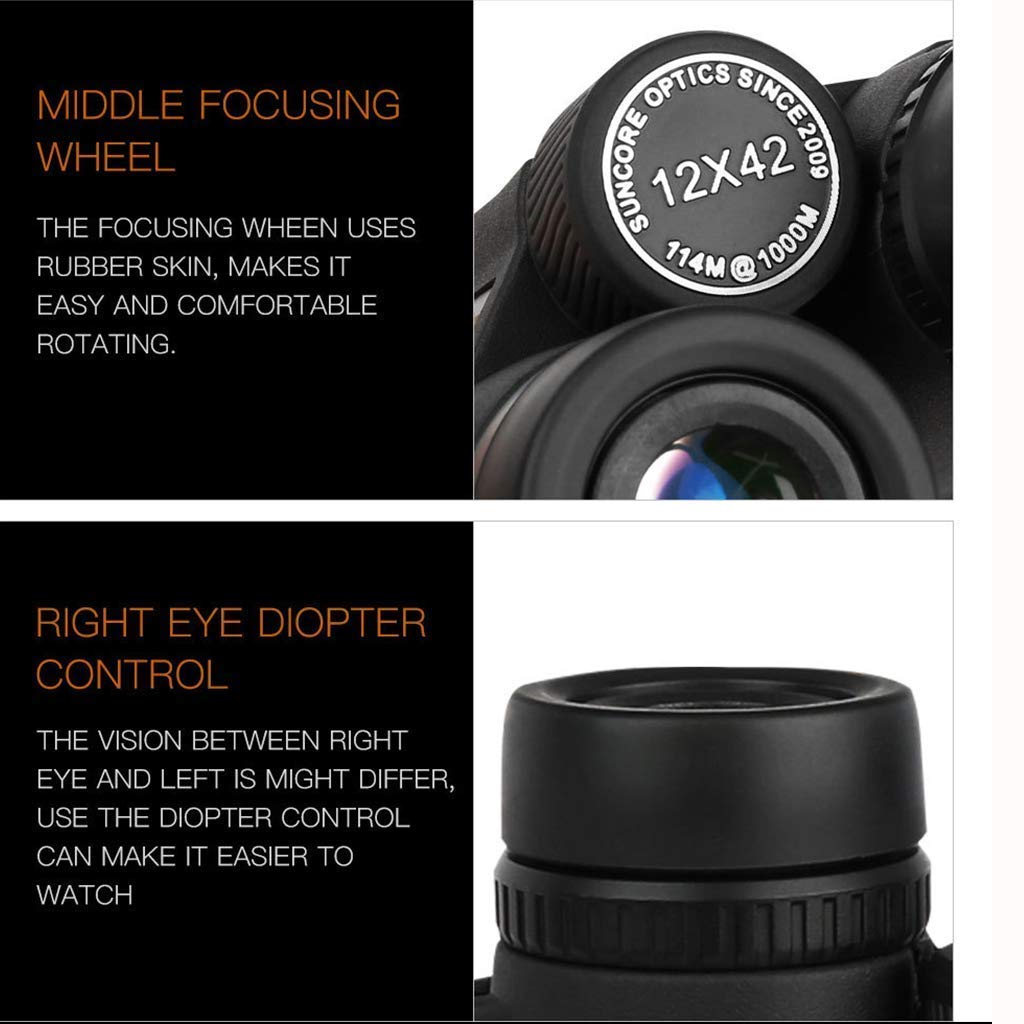 12X42 Wizja Przezroczysta Obserwacja Ptaków Wodoodporna Idealna do Wędrówek na Świeżym Powietrzu Strzelania Podróży Zwiedzania Polowania Koncertów
