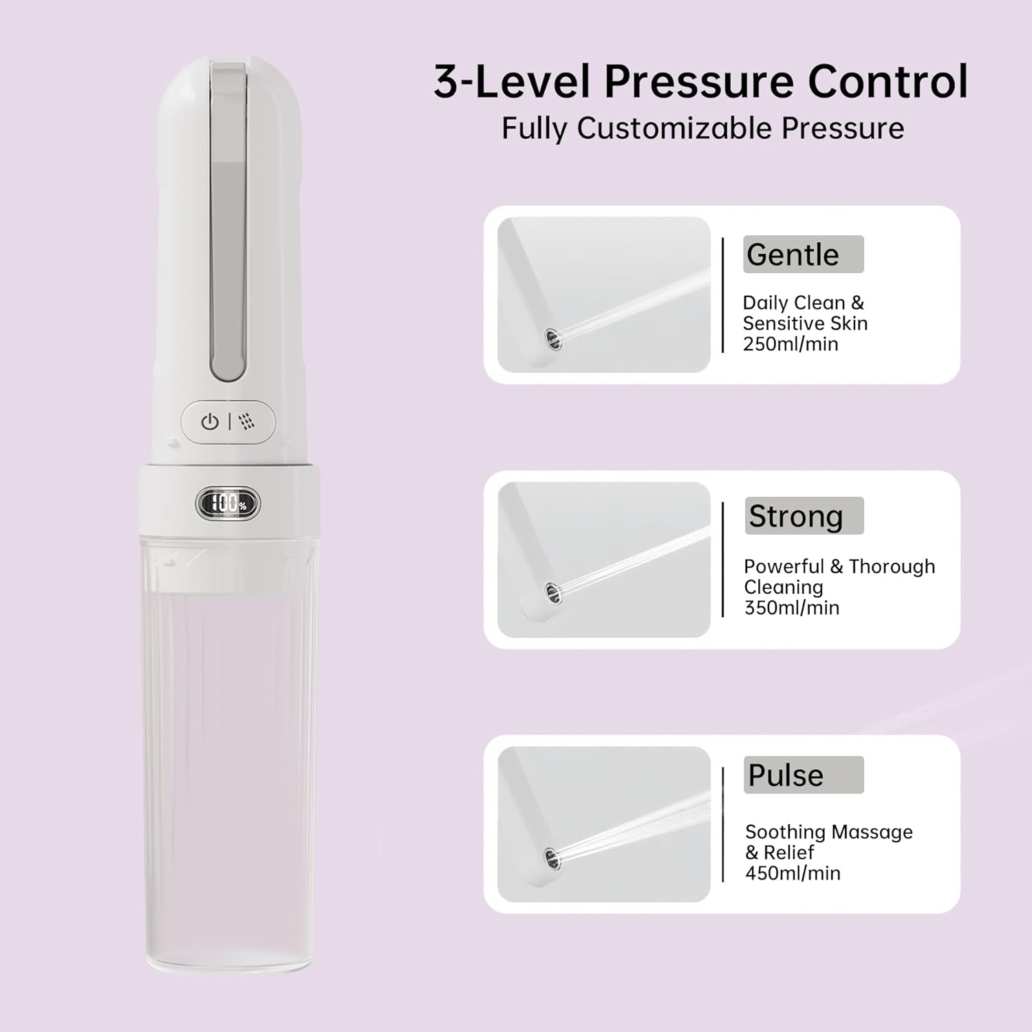 Portable Electric Menstrual Cup Cleaner - Rechargeable Personal Hygiene Device for Women's Intimate Care During Menstruation - Travel-Friendly Peri Bottle Washer White