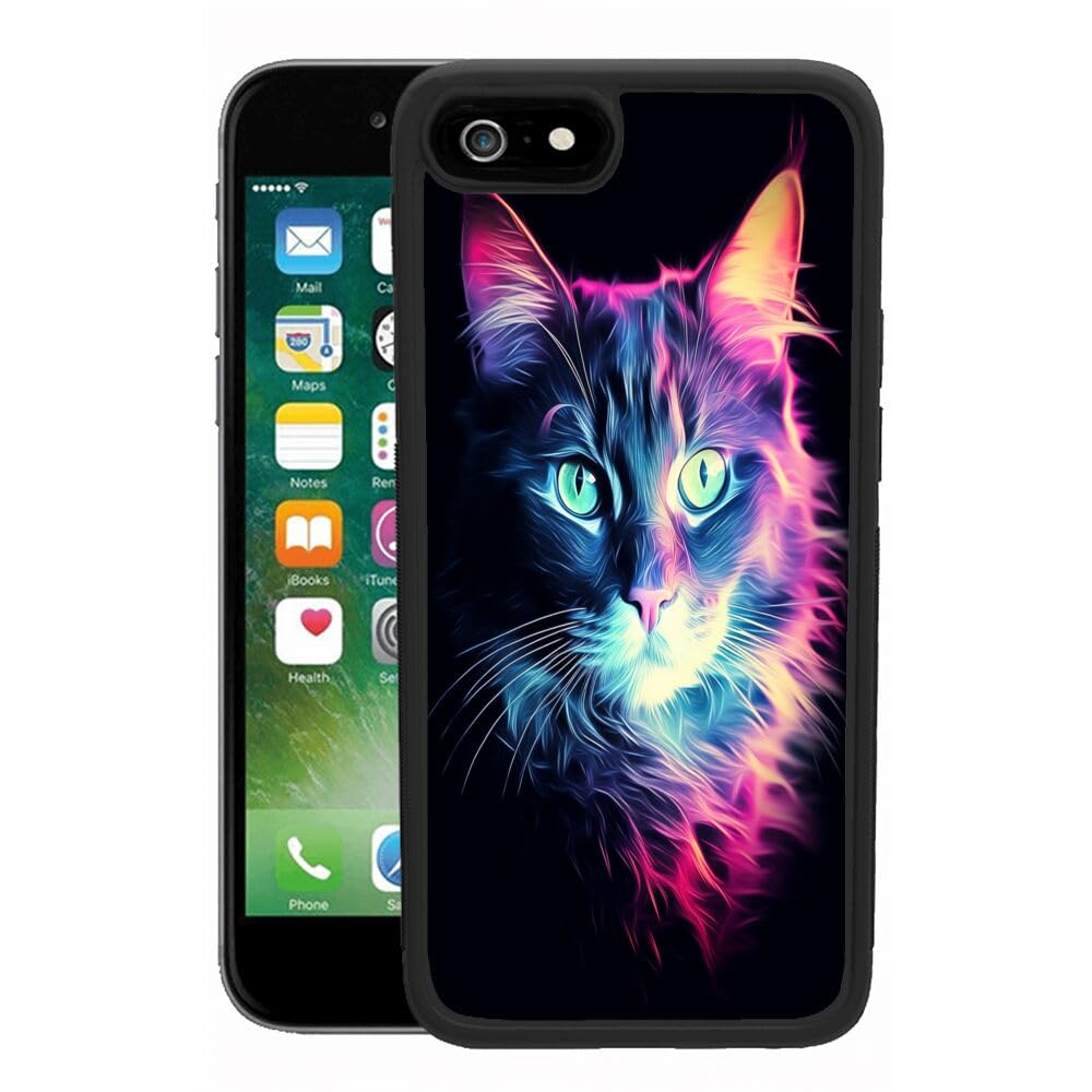 Elgzigok Black TPU Case Fits iPhone 6/6s with Cat Print-aa313 Pattern Design Black Soft TPU Slim Fit Anti Scratched Protection Cover Case for iPhone 6/6s