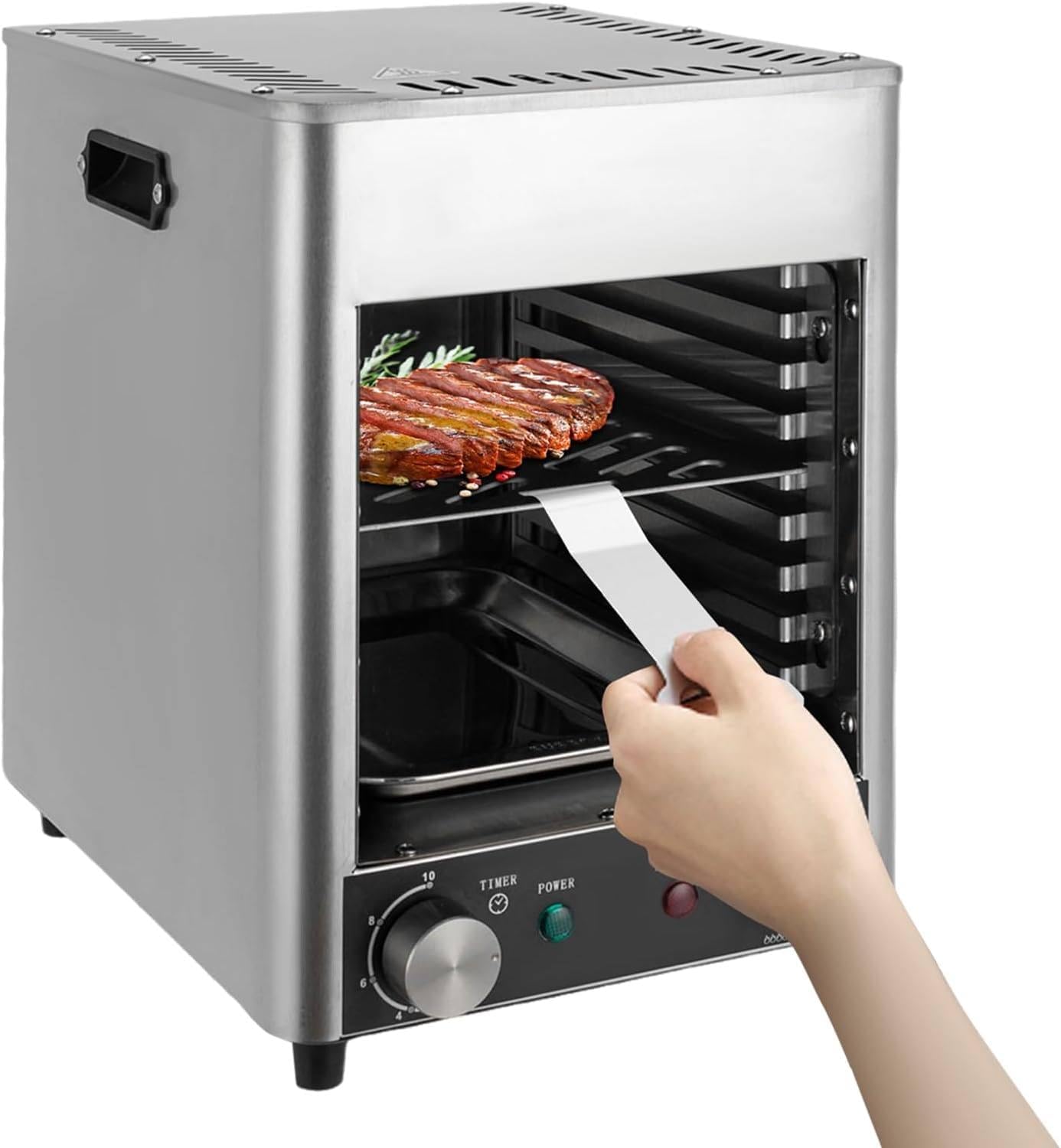 1700W Commercial Indoor Broiler - 10 Layer Grill | with 10min Timing & 1472℉/800℃ Temperature Adjustment,Steak Oven Commercial Electric Oven with Tray & Grill & Handle,2Racks