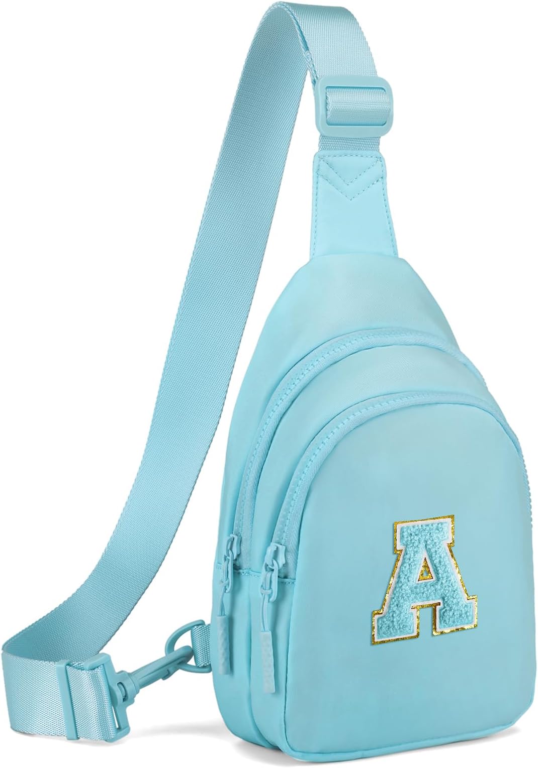 Mini Zip Around Keychain Wristlet Wallets with Viverte Small Initial Sling Bag Blue
